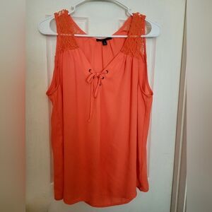 Signature Studio Coral Lace Accent Tank Top